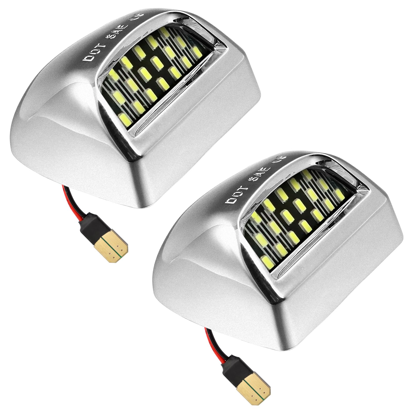 Lesauce Full Led License Plate Light Chrome Housing Tag Lamp Assembly Replacement For Chevy Silverado 1500 2500 3500 Suburban Ta