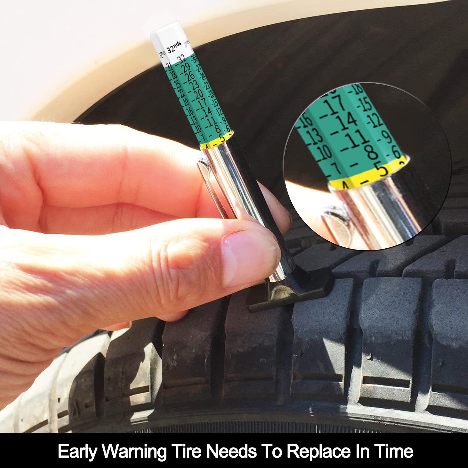 Godeson Pack Of 100 Smart Color Coded Tire Tread Depth Gauge