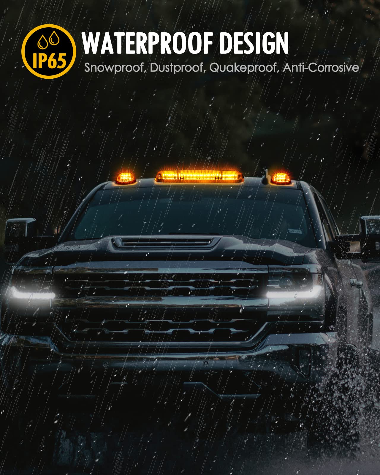 Partsam 3Pcs 30Led Cab Marker Roof Running Lights Assembly Compatible With Silverado/Sierra 1500 1500Hd 2500 2500Hd 3500 2002-20