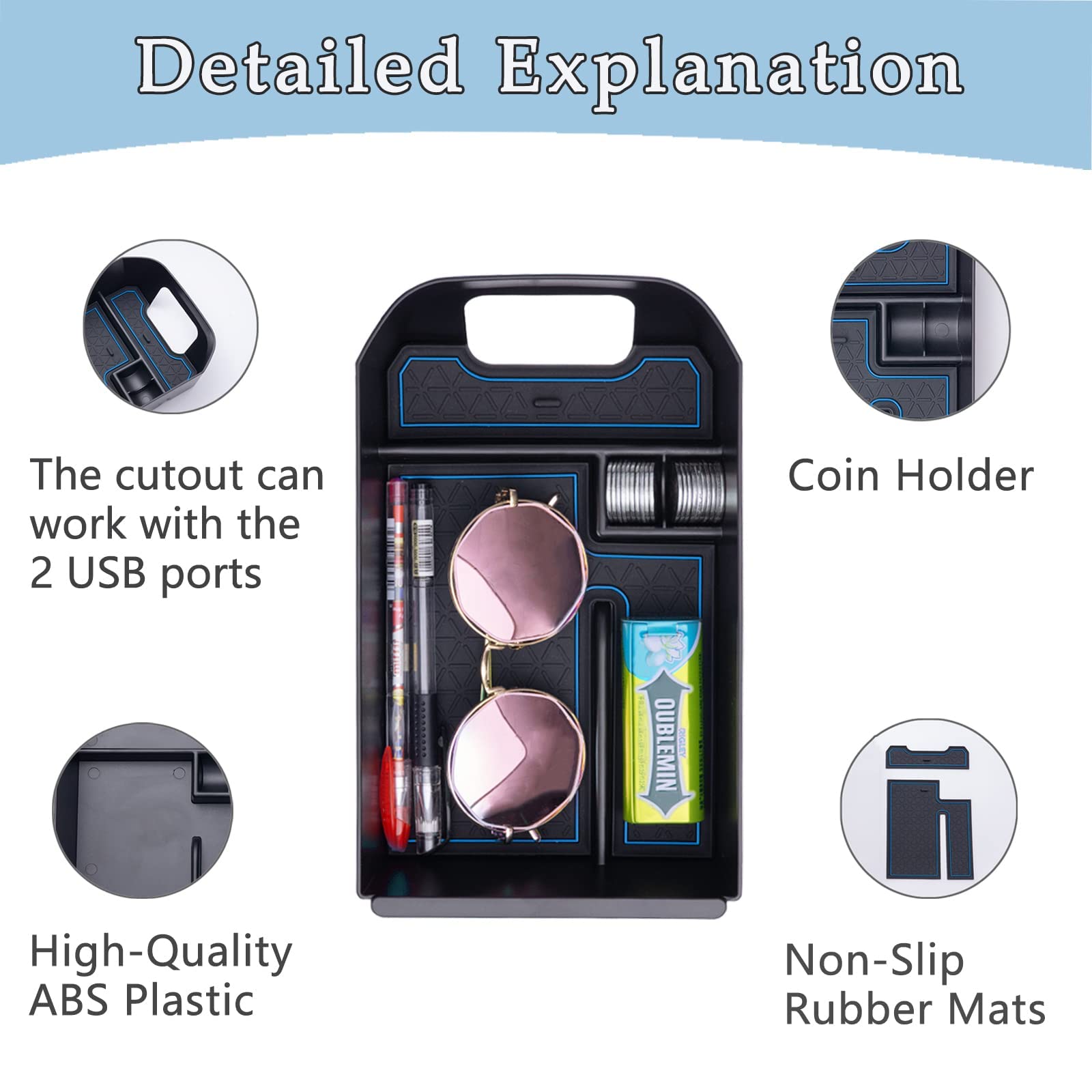 Jdmcar Center Console Tray Organizer Compatible With Toyota Rav4 Accessories 2019-2024 2025, And 2021-2025 Rav-4 Prime Armrest I