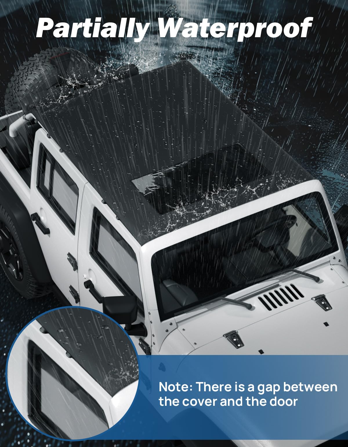 JOYTUTUS Waterproof Sun Shade Top Compatible with Wrangler JKU 4 Door 2007-2018, Canvas Roof Top Cover Wrangler JK Sunshade Bloc