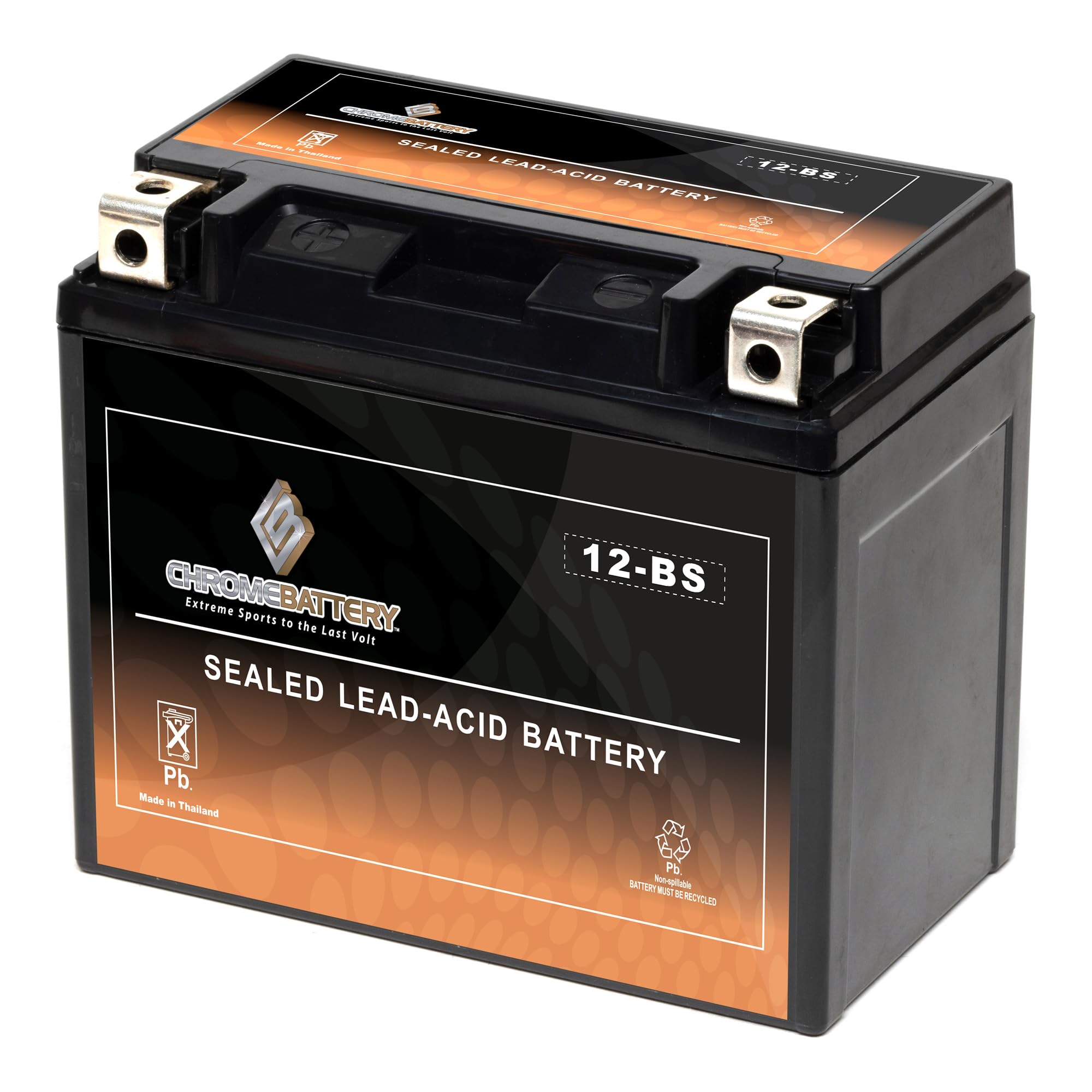Chrome Battery 12-Bs Maintenance-Free 12V 12Ah Battery Replacement For Atv, Motorcycle, Jet Skis, Scooter, Utv, And More - Nut A