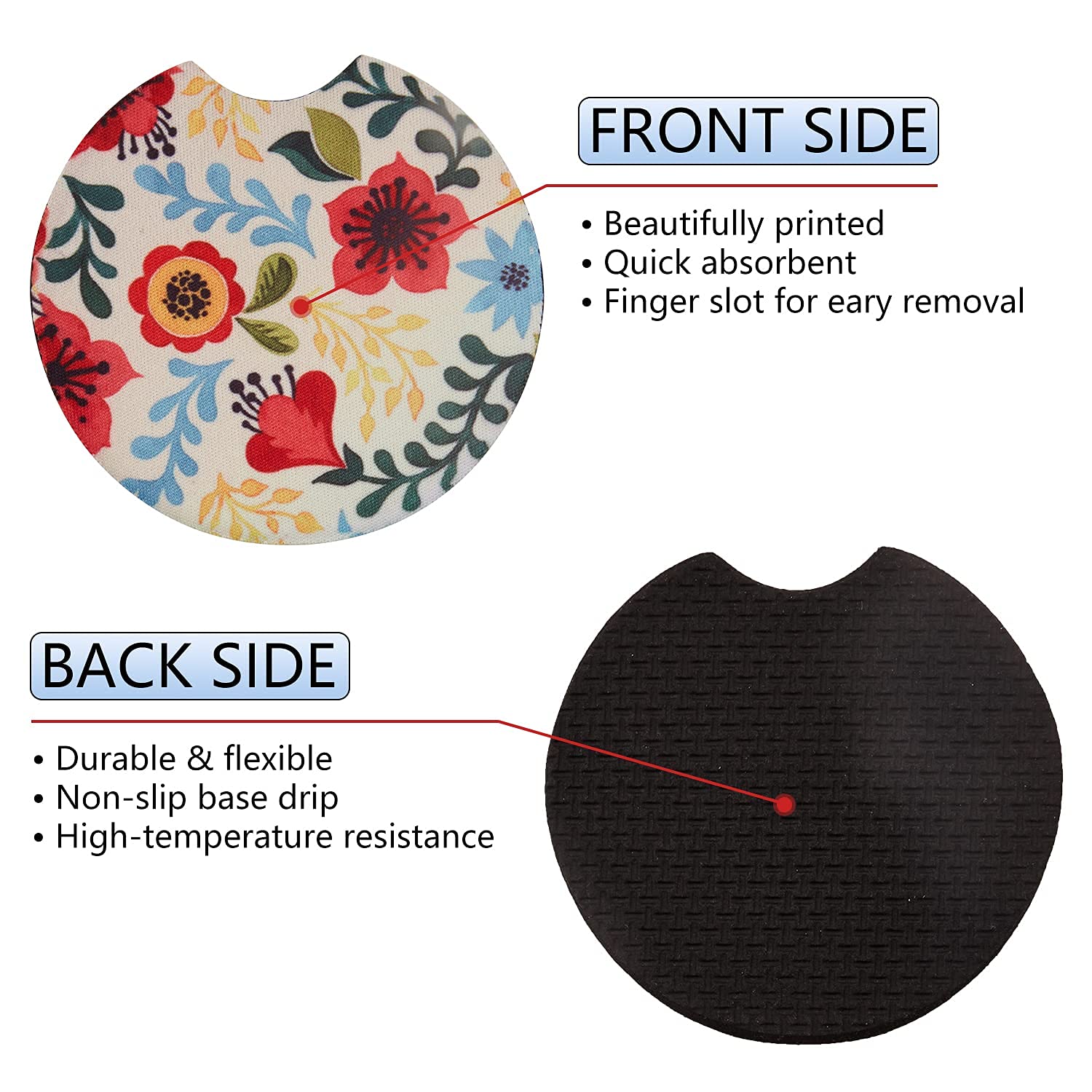 Jupswan Car Coaster for Cupholder,2 Pack Floral Car Decals Cup Coaster Must Have Car Accessories Car Finds Tiktok for Women Men,