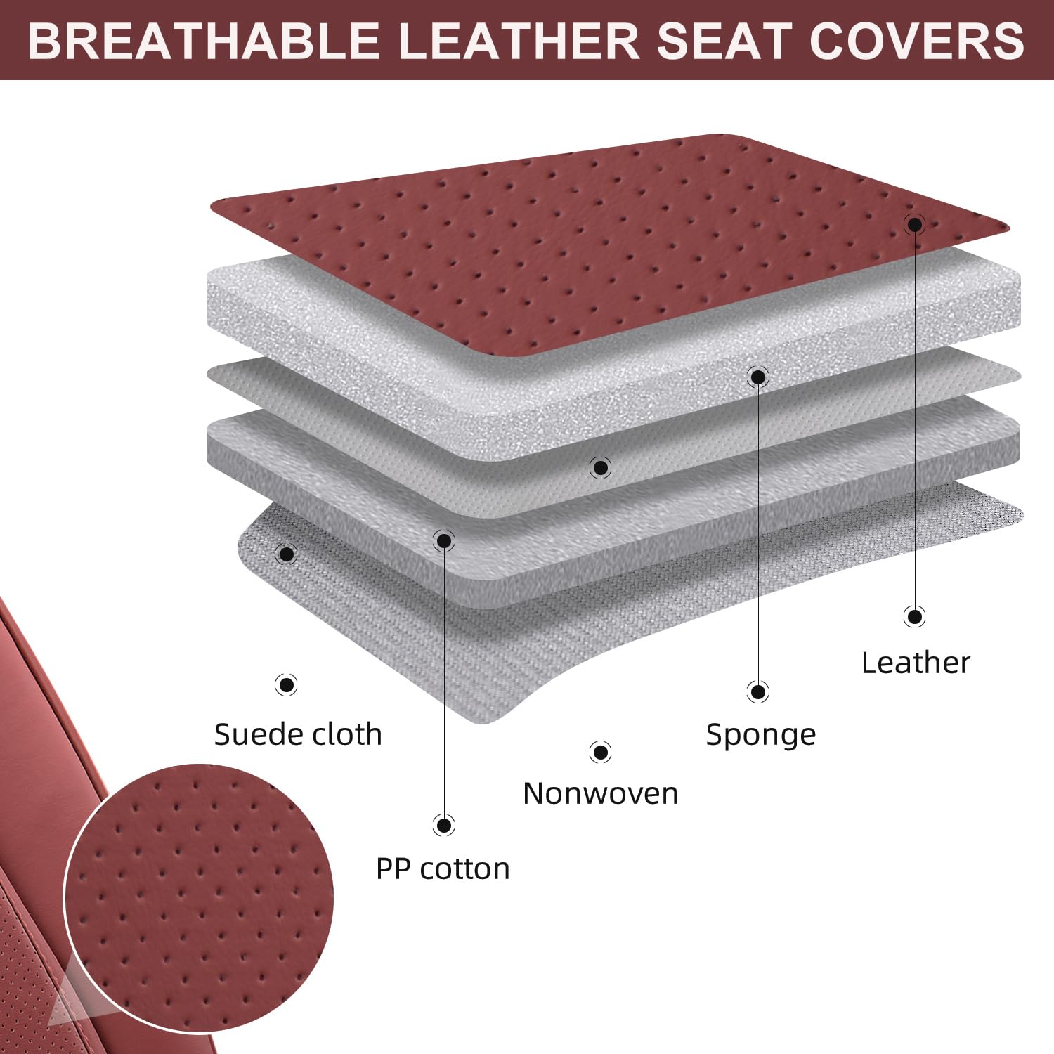 Tiehesyt Leather Seat Covers Front Pair With Lumbar Support, Breathable And Waterproof Car Seat Cover, Universal Seat Covers For