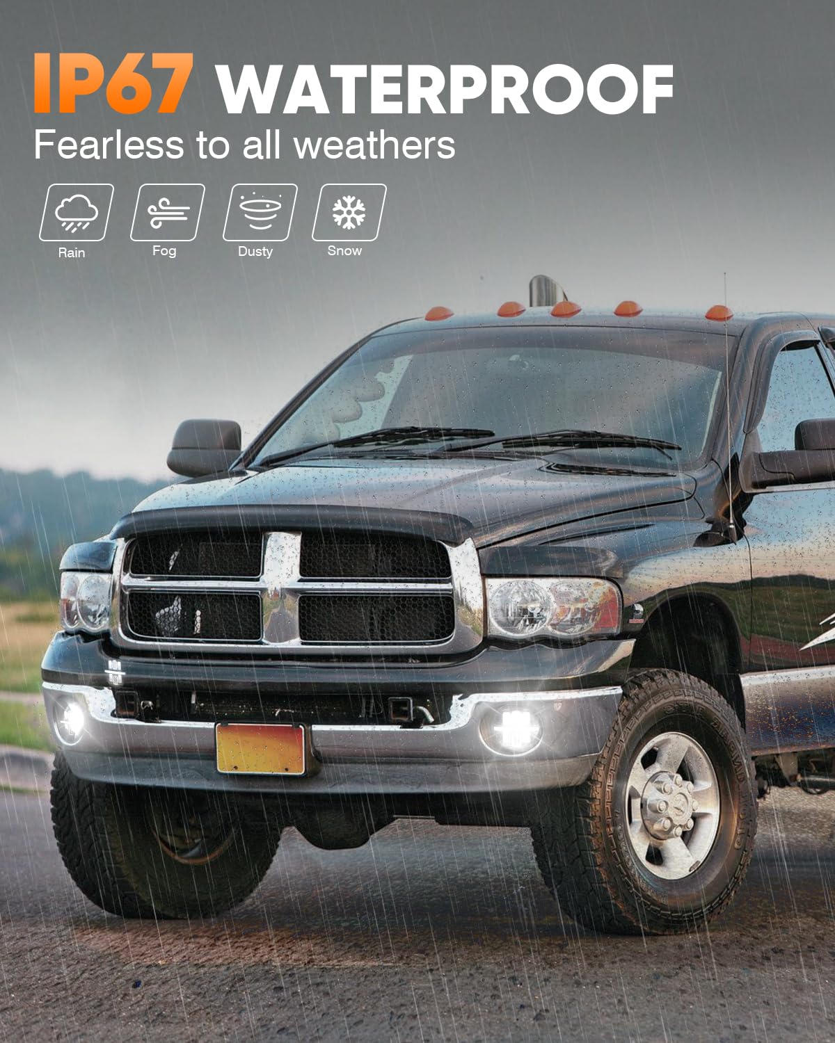 BICYACO LED Fog Light with DRL Compatible with Dodge Ram 1500 2002-2008 Dodge Ram 2500/3500 Pickup Truck 2003 2004 2005 2006 2007 2008 2009-1 Pair (Silver)