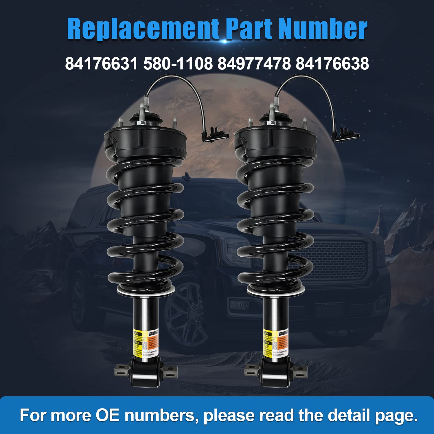 ARSTAK 84176631 84977478 Front Struts Shock Absorber Assembly Z95 w/Magnetic Compatible with Cadillac Escalade ESV, Fits for GMC