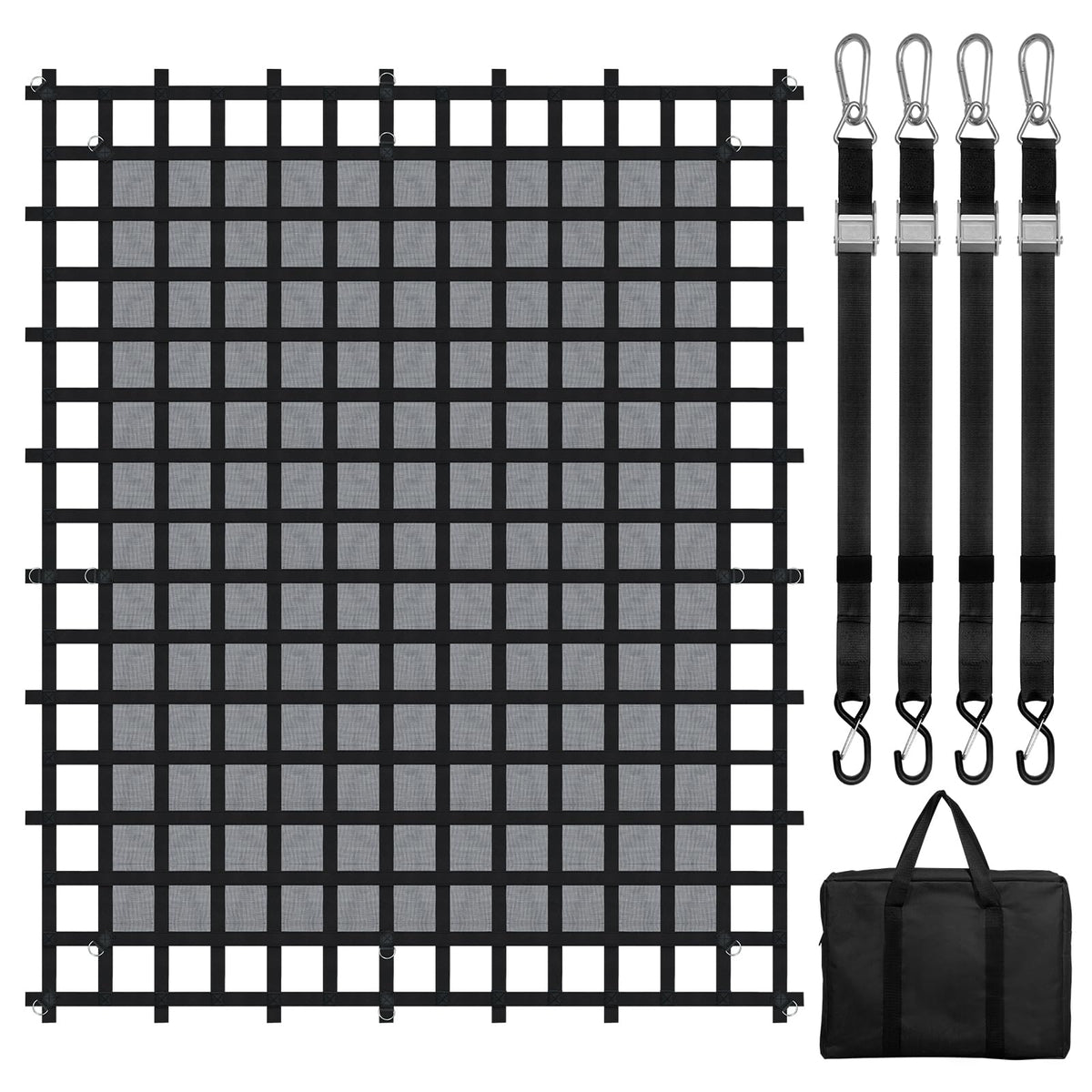 VEVOR Cargo Net with Mesh, 120 in x 105 in, Heavy Duty Truck Cargo Net-(WLL) 1,500lbs, 4 Adjustable Straps with Carabiners & S-H