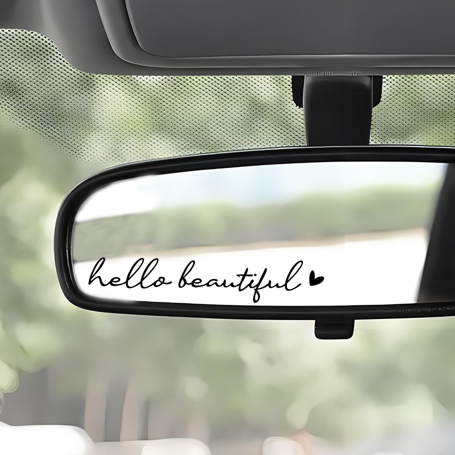 2 X Hello Beautiful Rearview Mirror Decal Water Bottle Stickers Affirmation Reminder Sticker Laptop Bumper Sticker Tumbler Vinyl