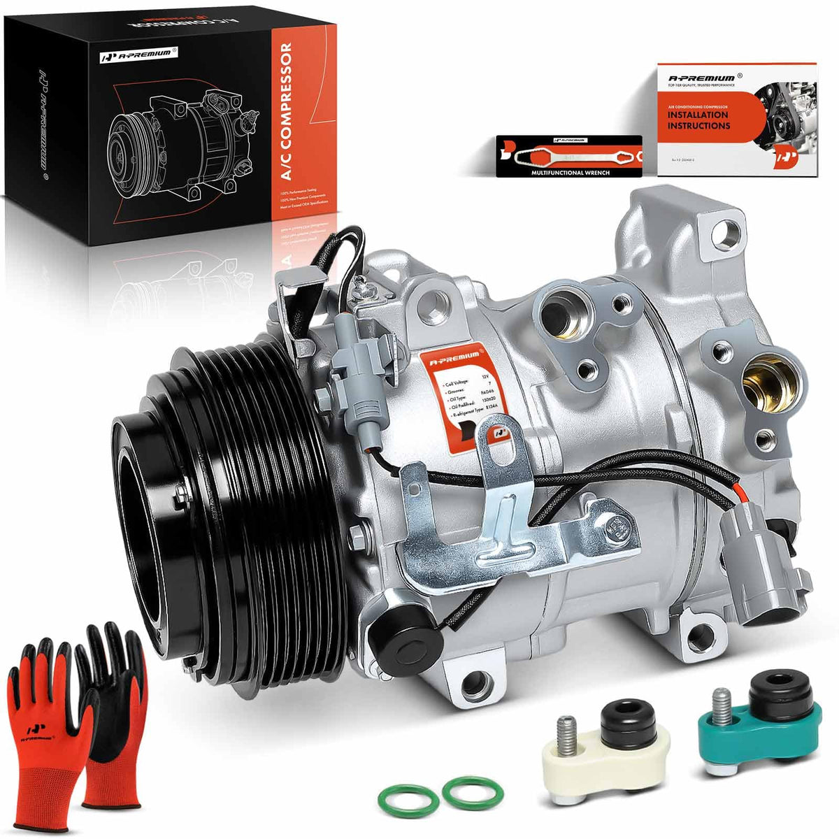 A-Premium Air Conditioner AC Compressor with Clutch Compatible with Toyota Avalon 3.5L 2007-2012, Camry 3.5L 2007-2011, Sedan