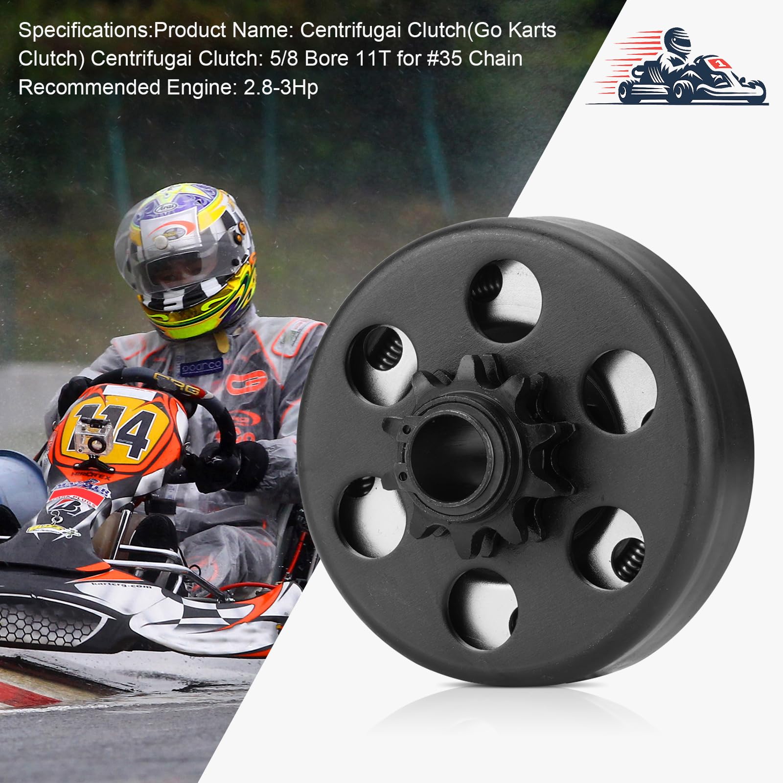 Heavy Duty Go Kart Clutch 5/8'' Bore 11T For #35 Chain, Centrifugal Clutch Fit For Minibike Mini Motorcycles 2.8Hp 97Cc Engines,