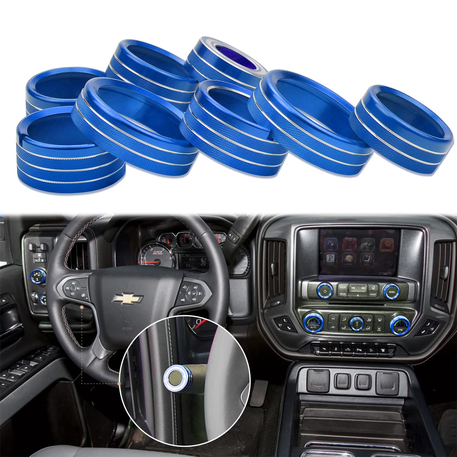 Switch Button Ac Radio Light Trim Center Console Knob Covers For Chevy Silverado & Gmc Sierra Accessories 2014 2015 2016 2017 20