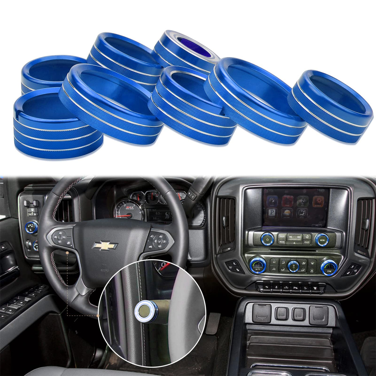 Switch Button Ac Radio Light Trim Center Console Knob Covers For Chevy Silverado & Gmc Sierra Accessories 2014 2015 2016 2017 20