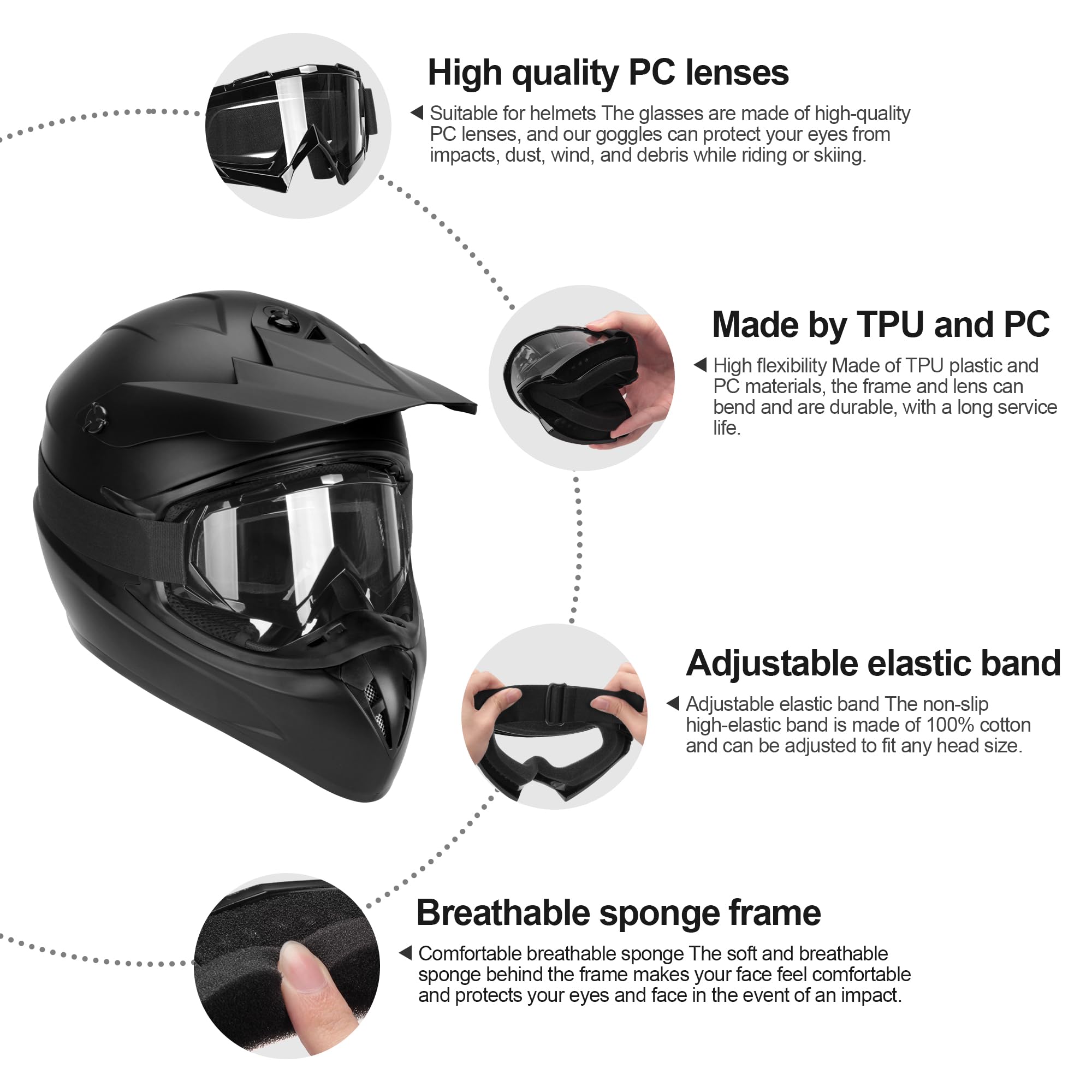 JAGASOL Dirt Bike Goggles, Ski Goggles for Men Women, Powersports Goggles for Riding Snowboarding Racing, Motorcycle Goggles for