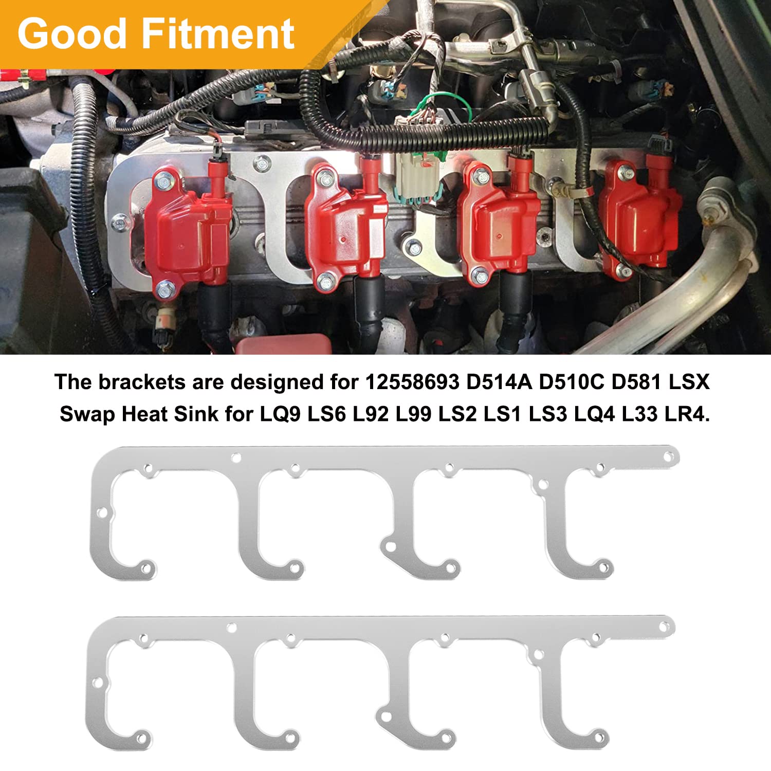 For 5.3L LS Truck Square Ignition Coil Brackets Mount Valve Cover Fit for 12558693 D514A D510C D581 LSX Swap Heat Sink for LQ9 L