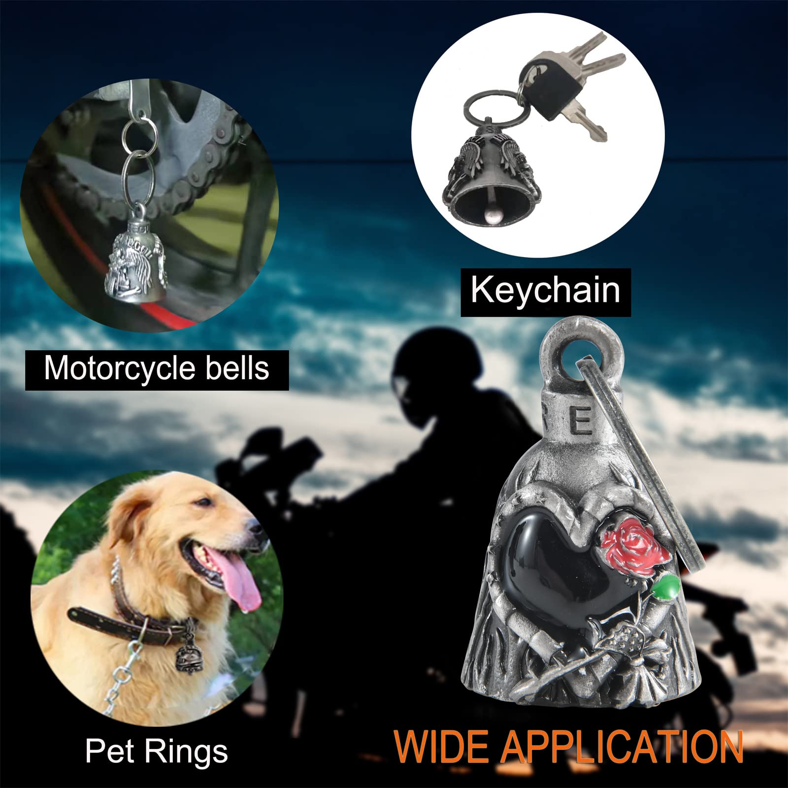 Dream Apparel Motorcycle Bells For Bikers,Colorfu Rider Bells With Hanger Biker Bells Key Chain For Luck