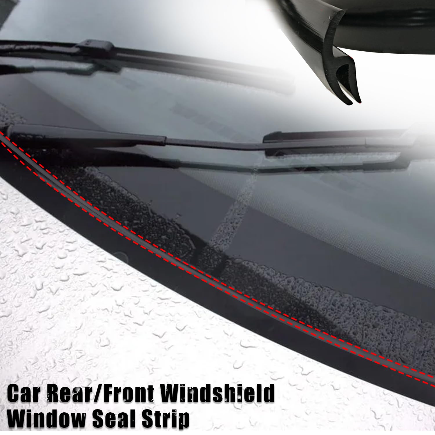 Pincuttee 1.7M/ 5.6FT Car Seal Strip for Front Windshield,Rubber Seal Strip for Front Windshield,Black Rubber Seal Car Windshiel