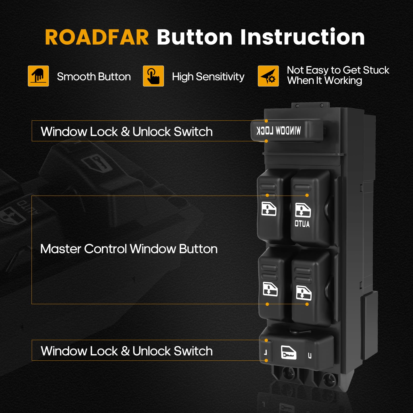 Roadfar Window Switch Power Window Switch Master Control Power Window Switch Front Driver Side Replacement Parts Fits For 2000-2002 Chevrolet 2000-2002 Gmc 15062650