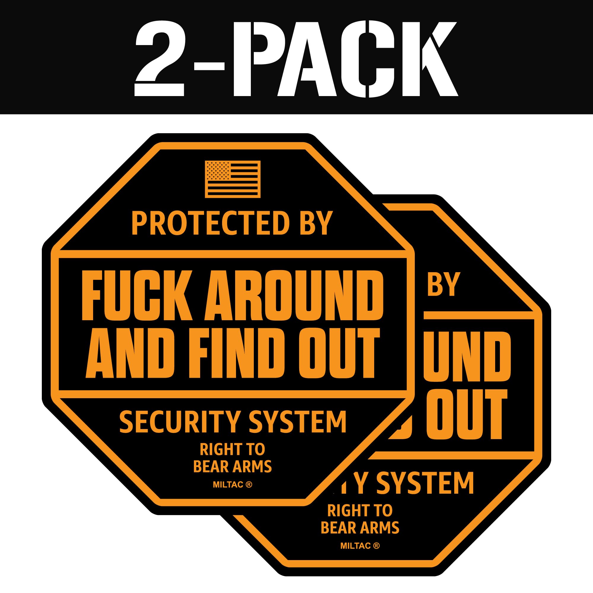 FAFO Sticker - FAFO Security Sign Warning [2-Pack] Protected by Fuck Around and Find Out Decals for Trucks, Home Window | Funny