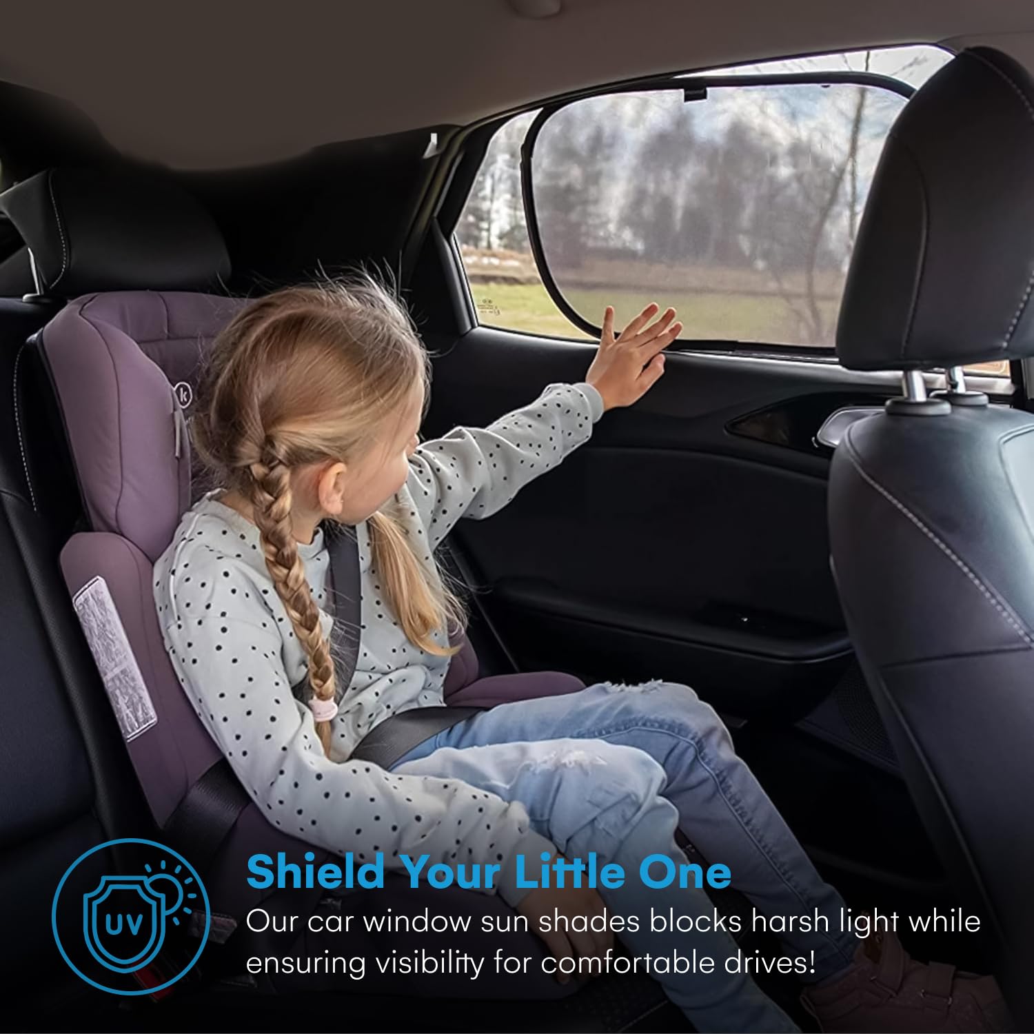 Enovoe Car Window Shade for Baby - (2 Pack) UV Protection Breathable Mesh Baby Window Covers - Sun Shade Blocker, Cling Window Cover - Glare Shield and UV Rays Protection for Your Child - XL 25' x 16'