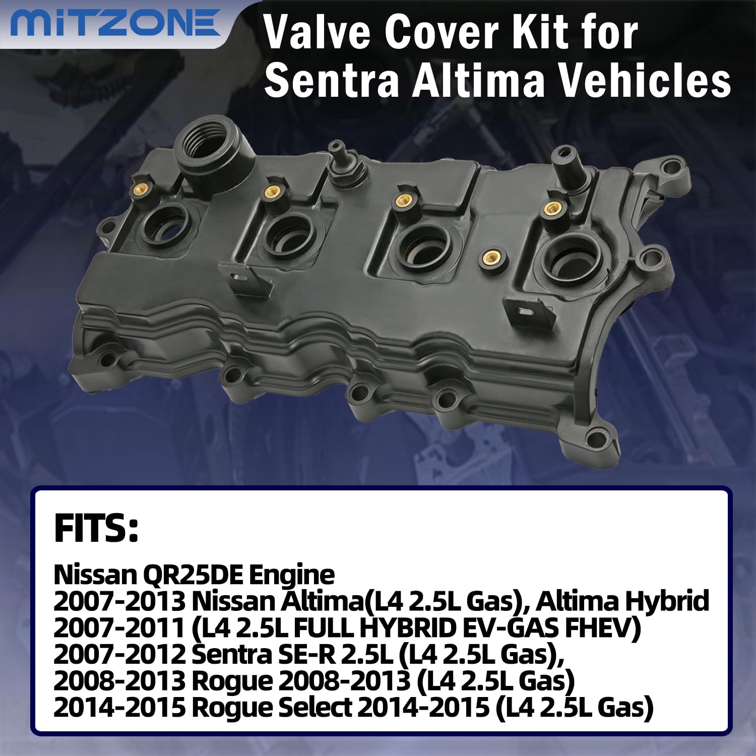 MITZONE Engine Valve Cover Compatible with 2007-2013 Nissan Altima Sentra SE-R 2.5L Part# 13264-JA00A 13270-JA00A