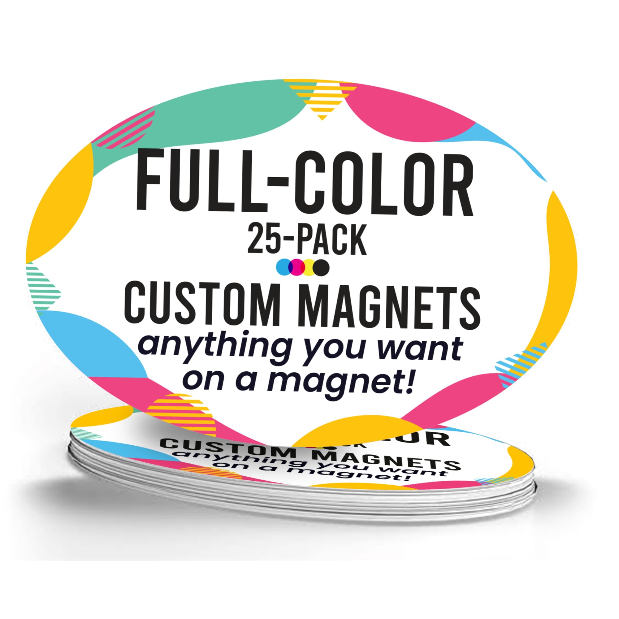 Magnet Me Up Customizable 4X6 Inch Oval Magnet Pack, 25 Piece, Custom Magnet For Businesses, Personal Use, Choose Your Text, Upl