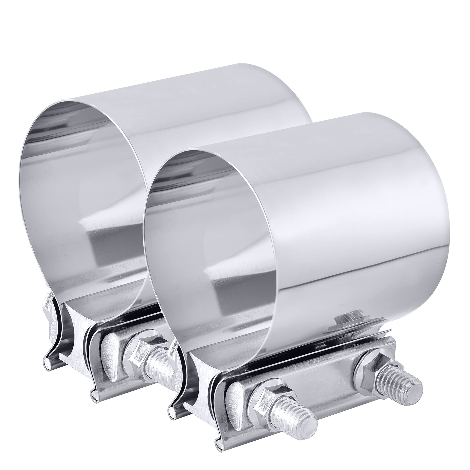Evil Energy 4.0 Inch Exhaust Clamp,Butt Joint Band Clamp Sleeve Coupler Stainless Steel 2Pcs