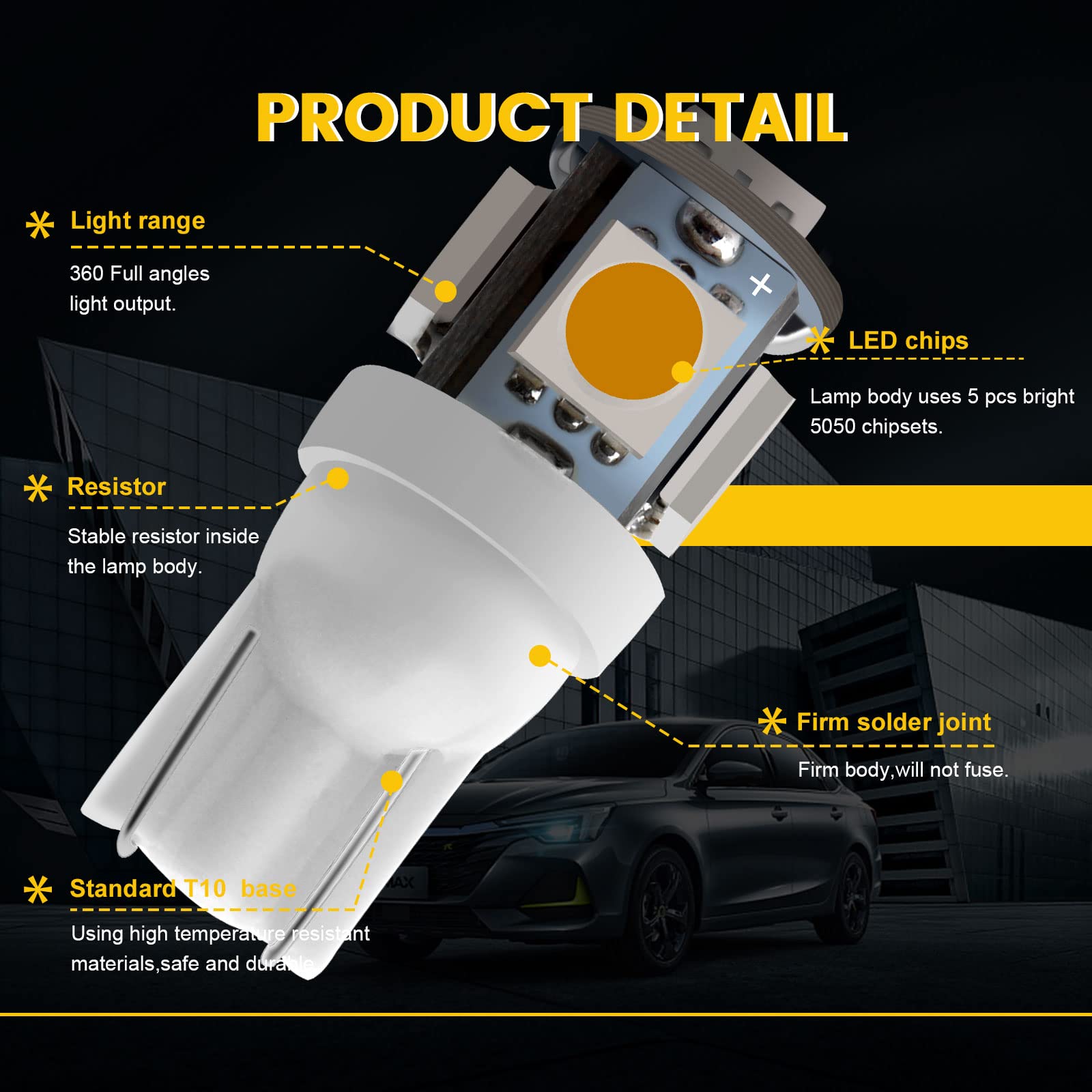 Everbright 20-Pack 194 Led Bulb 5050 5-Smd T10 194 168 W5W 2825 Led Bulb For Car Interior Lights Dome Map Trunk Light Clearance
