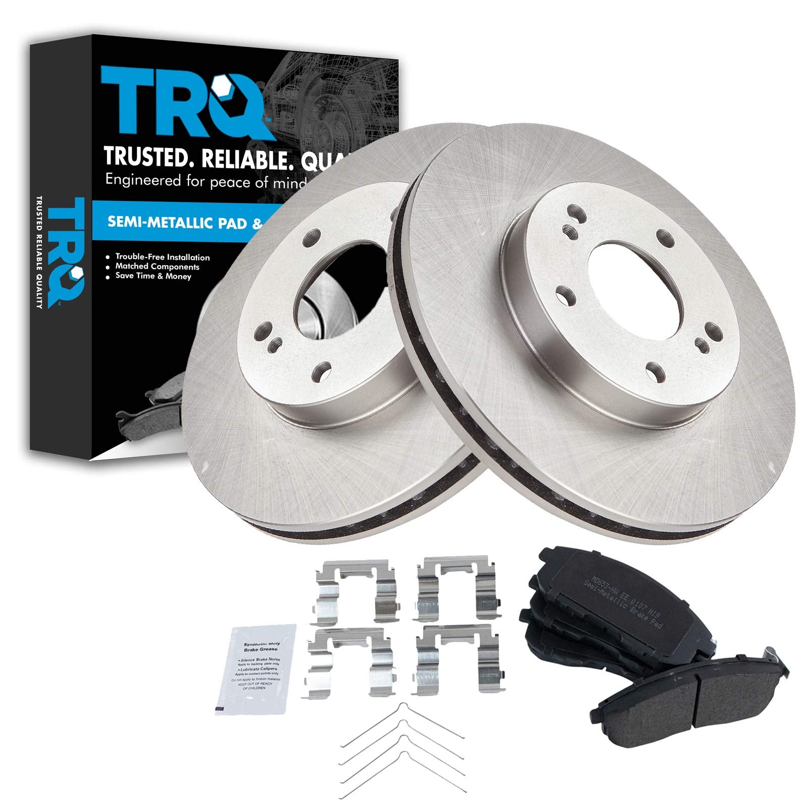 Trq Front Brake Pad & Rotor Kit Brake Pads Brake Rotor Semi-Metallic Compatible With 1999 Nissan Maxima