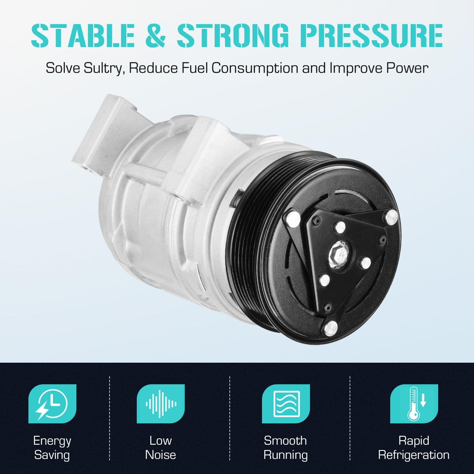 AC Compressor with Clutch Fits for Honda CR-V 2.4 2.4L 2002 2003 2004 2005 2006, Without heating switch, Replaces CO 10663PC