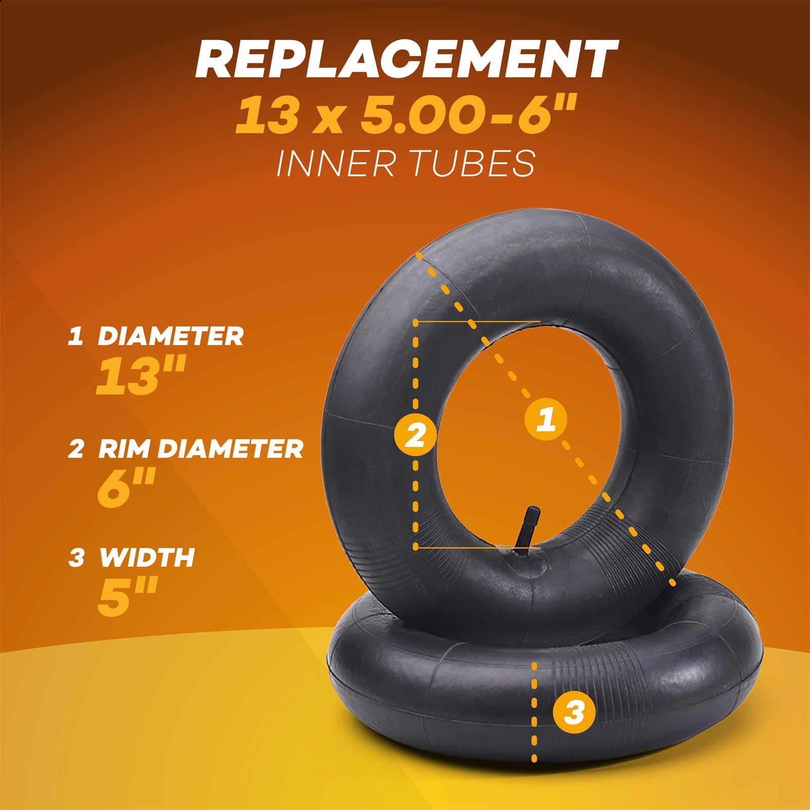 (2-Pack) Ar-Pro Exact Replacement Inner Tubes With Tr13 Straight Valve Stem, 13 X 5.00-6', Universal Fit For Razor Dirt Quad Lawn Mowers, Atvs, And More