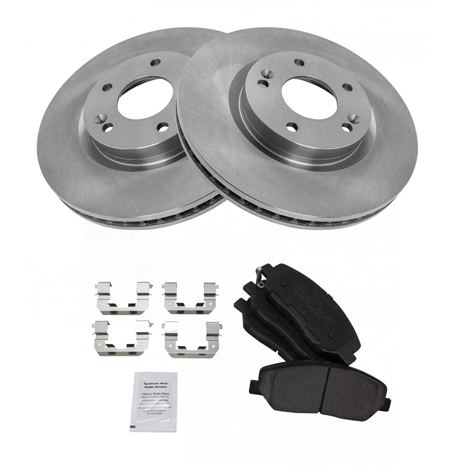 Trq Front Brake Pad & Rotor Kit Brake Pads Brake Rotor Ceramic Compatible With 2007-2009 Hyundai Santa Fe