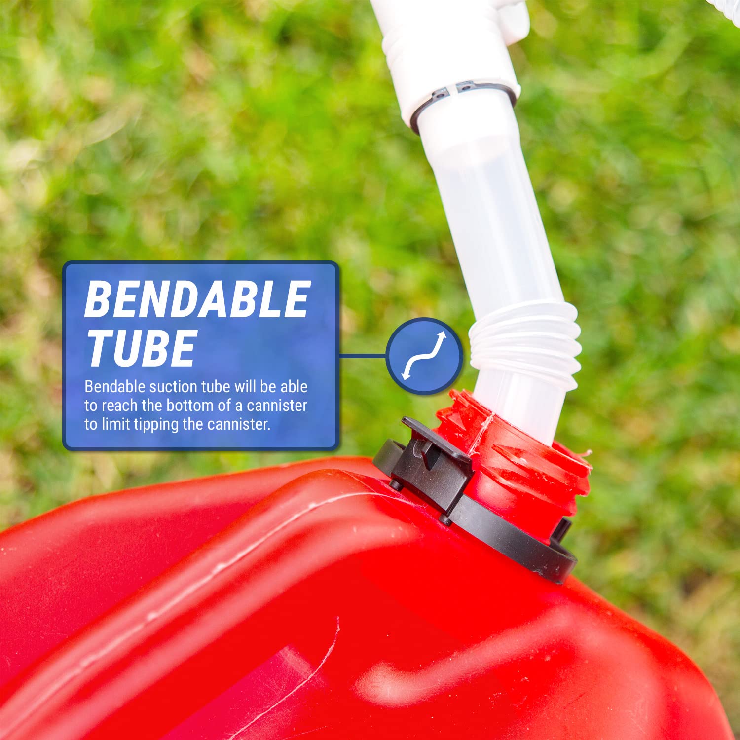 TERA PUMP TRDP15 Heavy Duty Manual Fuel Transfer Pump Siphon, Fast Flow 3.2 GPM, Flexible Suction Tube, Hand Siphon Pump for Gasoline, Diesel, Light Oils, Kerosene, Non-Potable Water, and More