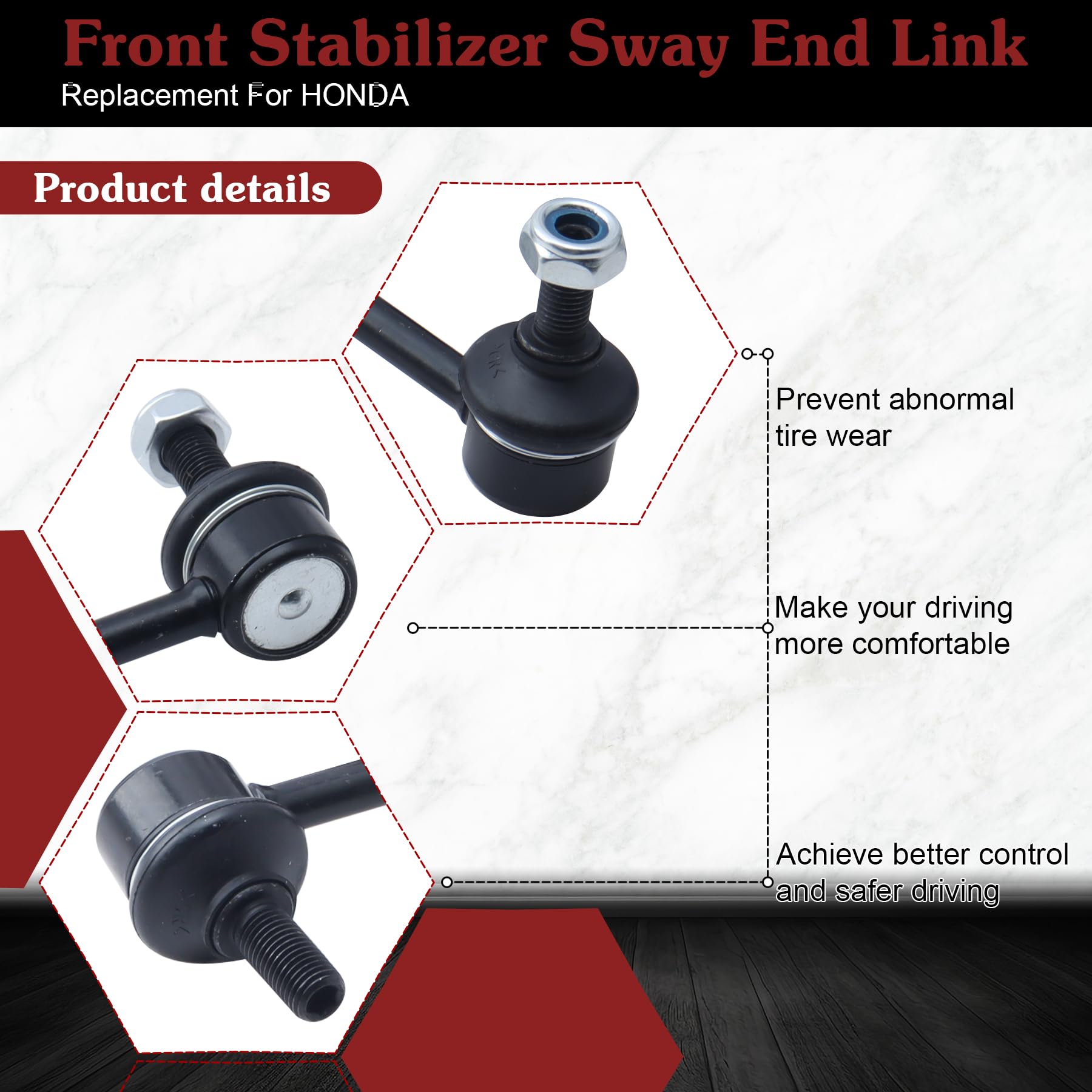 Stiueoav K80369 K80370 Sway Bar Link - Rear Stabilizer End Link Compatible With 2002-2006 Cr-V
