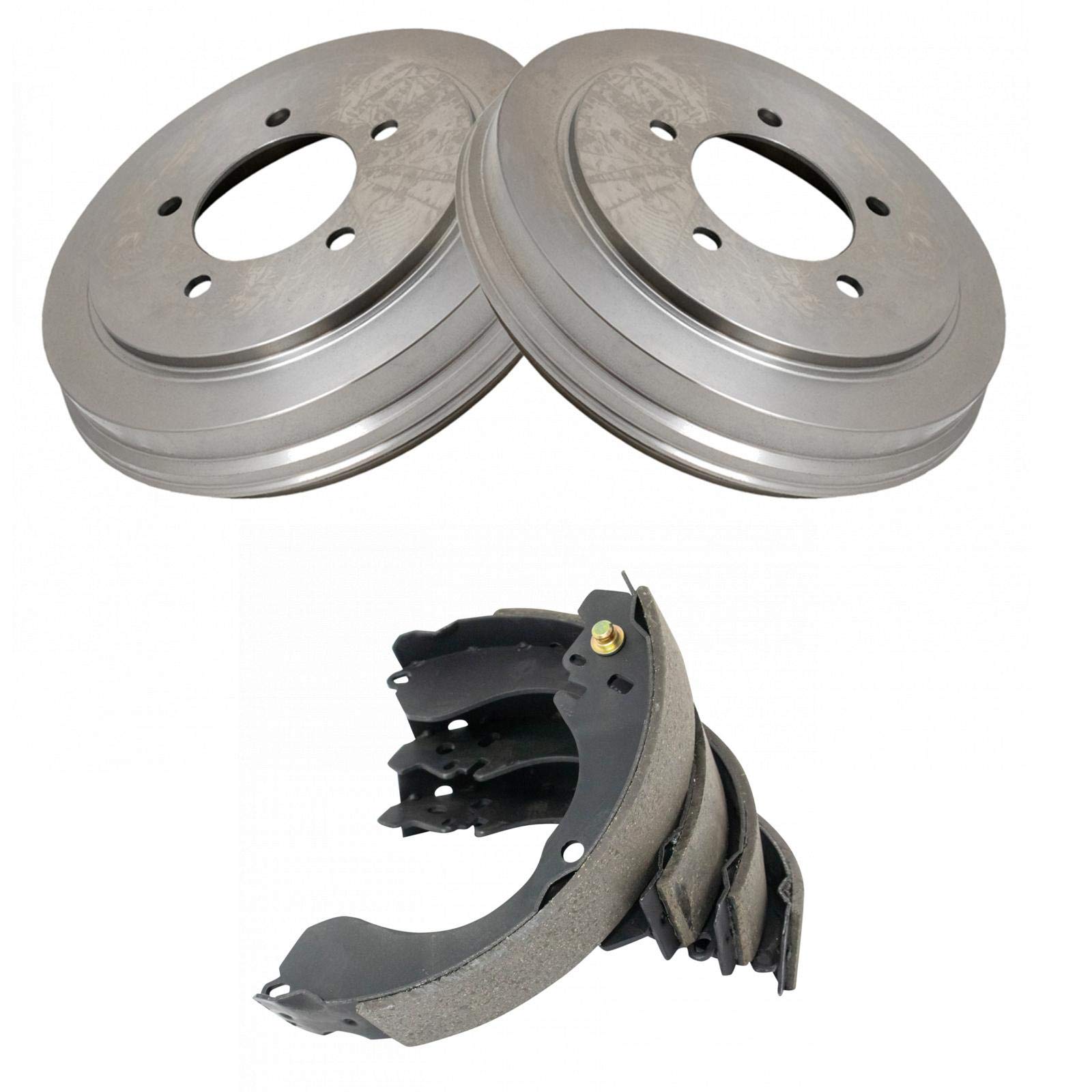 TRQ Brake Drum & Shoe Rear Set Kit Compatible with Chrysler Dodge Jeep