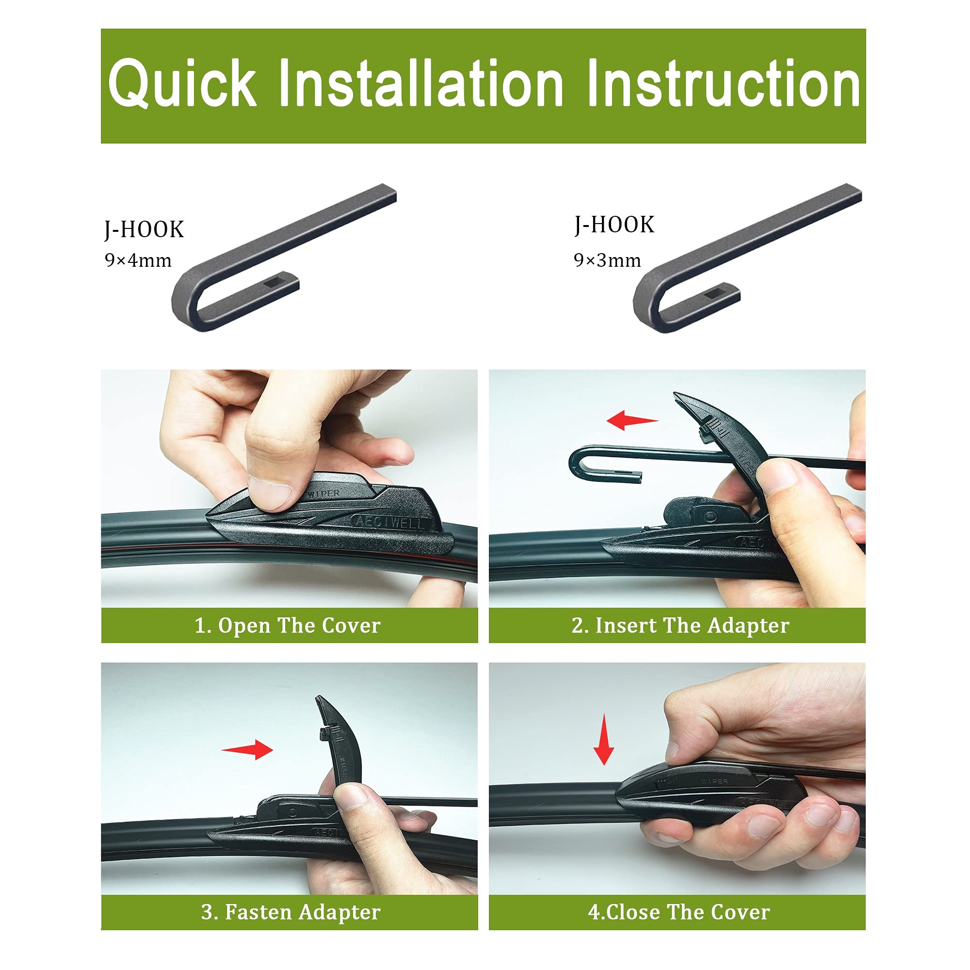 Aeciwell Windshield Wipers Oem Quality 24' + 21' Premium All-Season Wiper Blades Automotive Replacement Windshield Wiper Blades For U/J Hook (Set Of 2)…