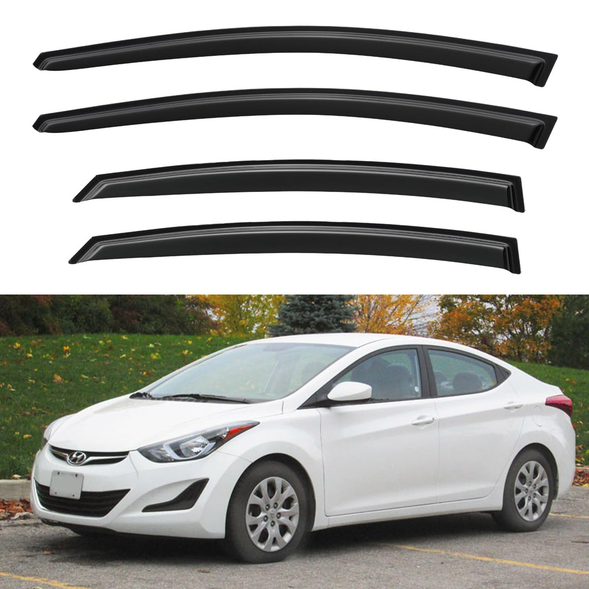 Window Visors Rain Guards for 2011-2016 Hyundai Elantra Sedan, Out-Channel Window Vent Wind Deflectors Visors Shades for 11-16 E
