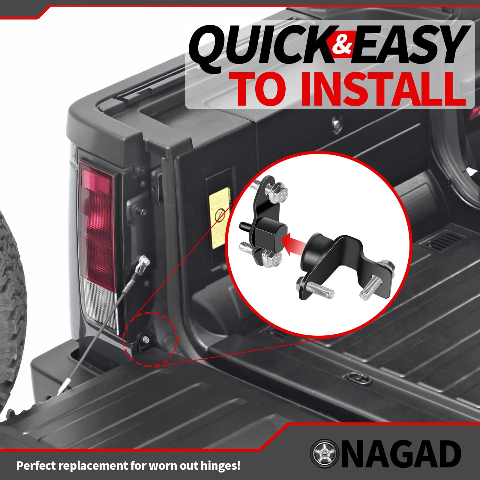 Tailgate Hinge Kit Compatible with 1999-2007 Chevy Chevrolet Silverado GMC Sierra 1500 1500HD 2500 2500HD 3500 Classic / 2005-20