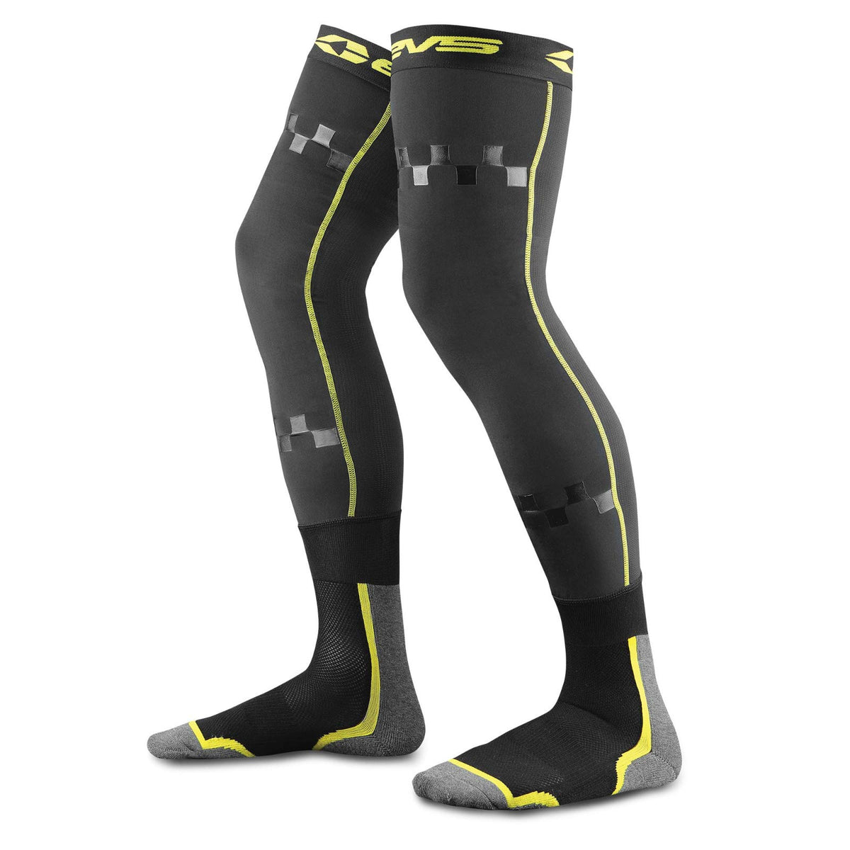 Evs Unisex Adult Tug Fusion Socks, Black Hi-Viz Yellow, Large-X-Large