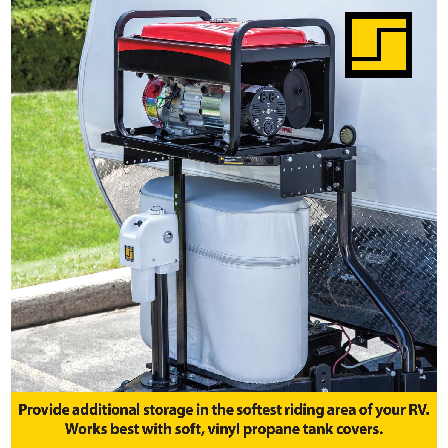 Stromberg Carlson Cc-255 Trailer Tray - A-Frame Cargo Carrier For Outdoor And Generator Storage For Rvs And Campers - Black