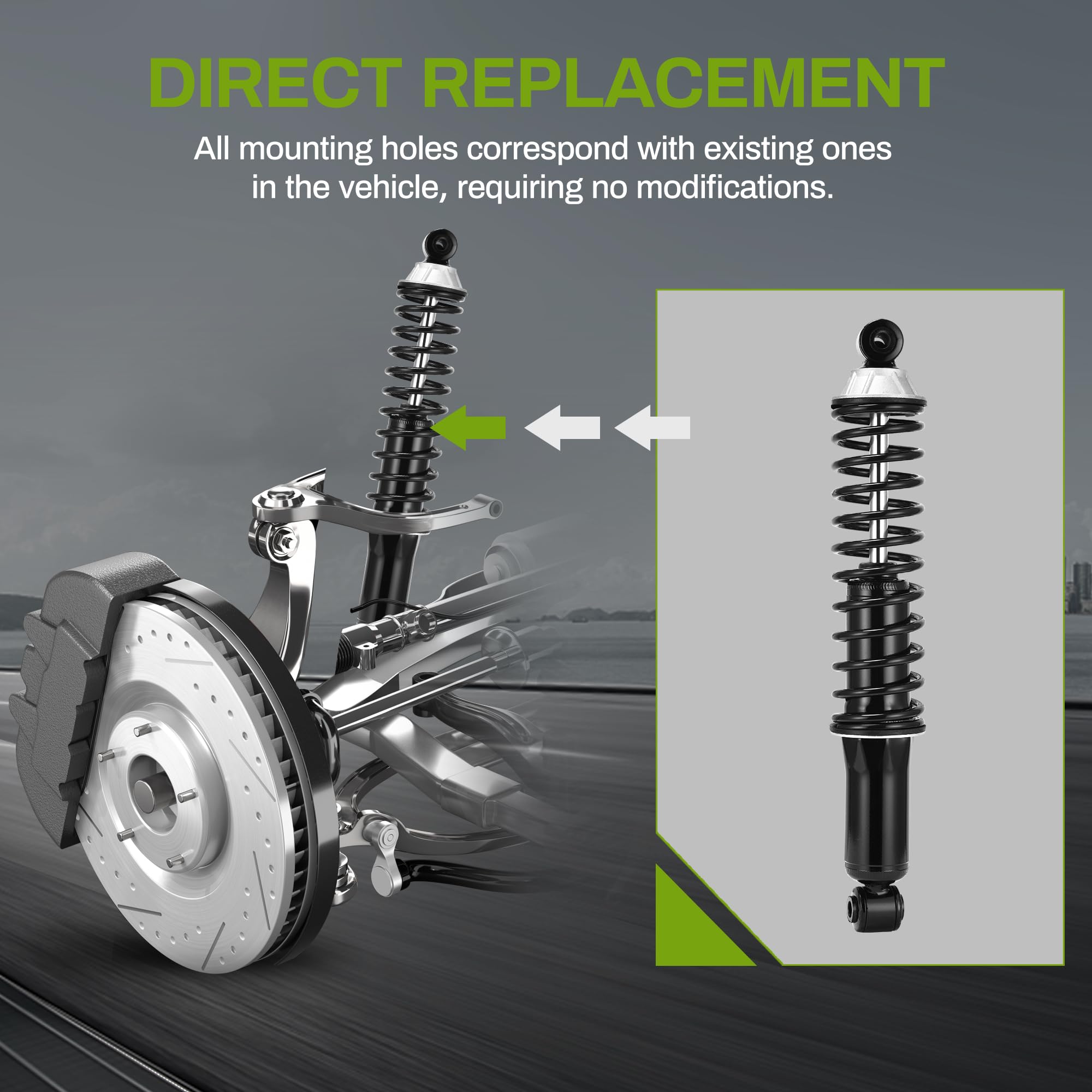 Autosaver88 Rear Load Shocks And Strut Compatible With 2008-2016 Chrysler Town & Country, 2008-2020 Dodge Grand Caravan, 2012-20