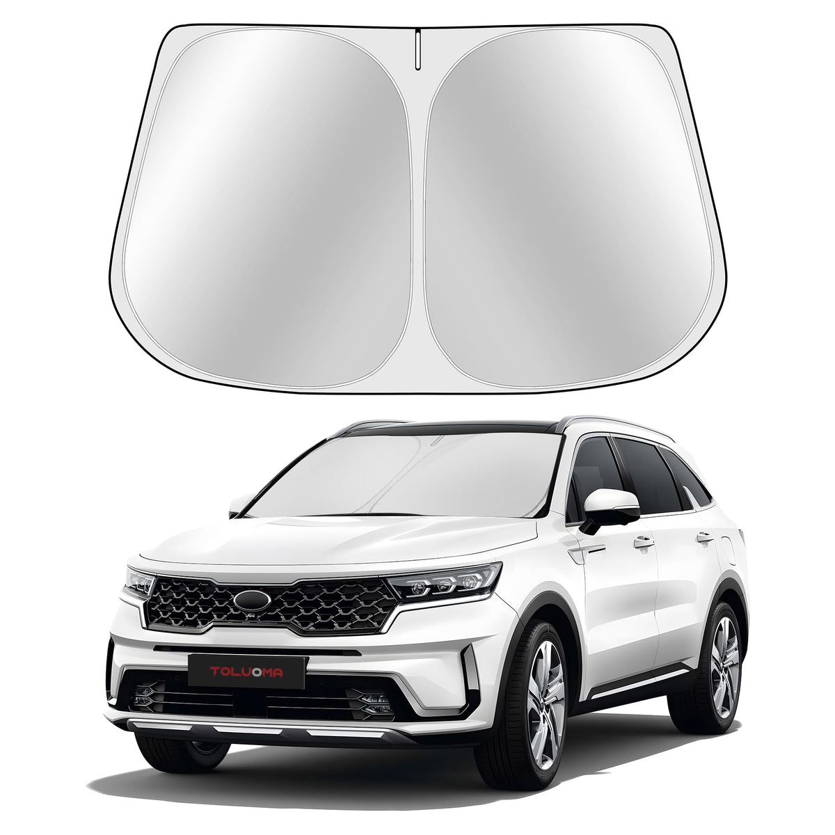 Toluoma Custom Fit Windshield Sun Shade For Kia Sorento 2021-2025 - Full Coverage, 210T Reflective Fabric, Double-Layer Design -