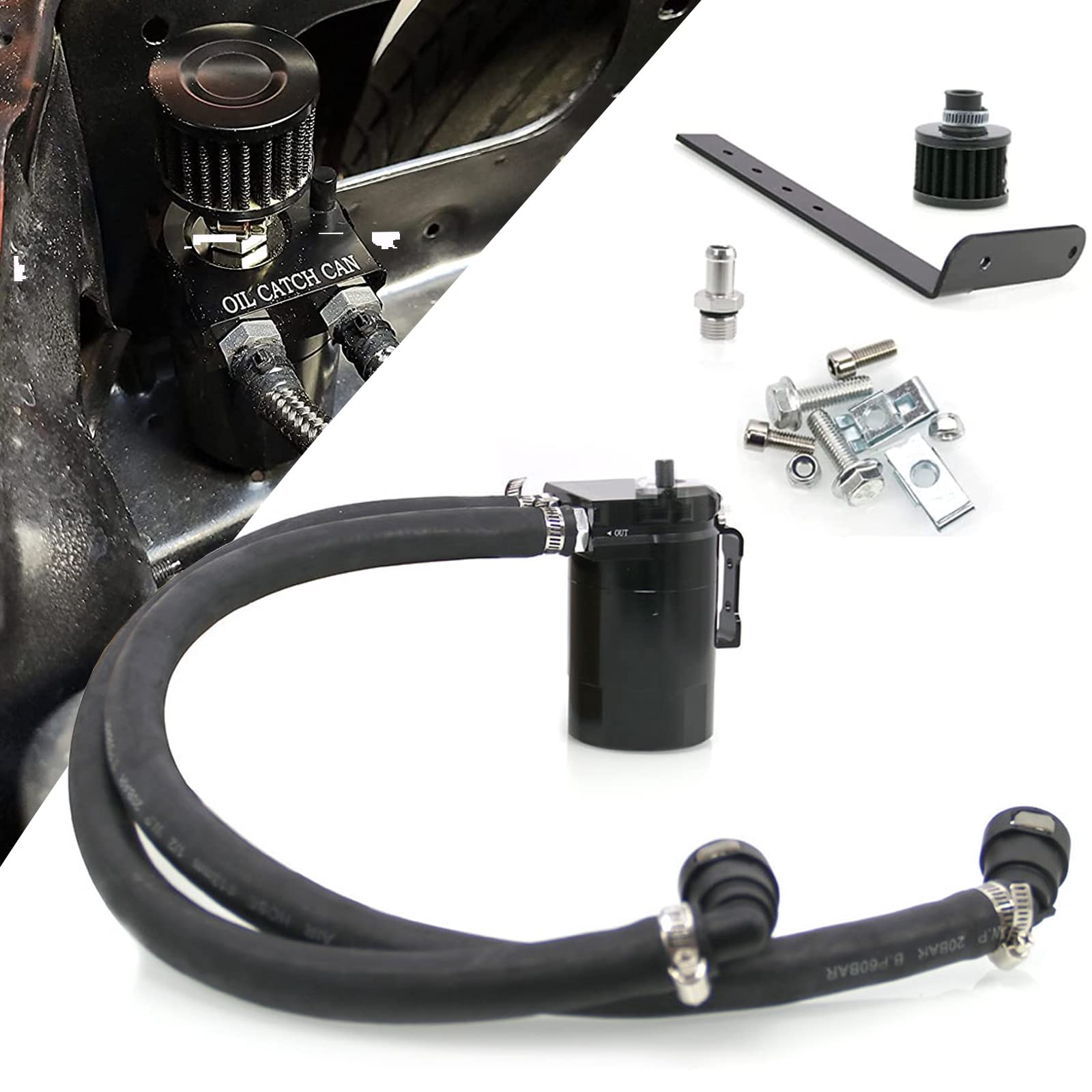 Ryanstar Oil Catch Can Oil Separator Reservoir Tank With Filter Compatible With 2011-2021 Ford F150 2.7Eb 3.5Eb 5.0L Passenger Side,Raptor 3.5L Ecoboost 2017-2021, Expedition 3.5L Ecoboost 2018-2021