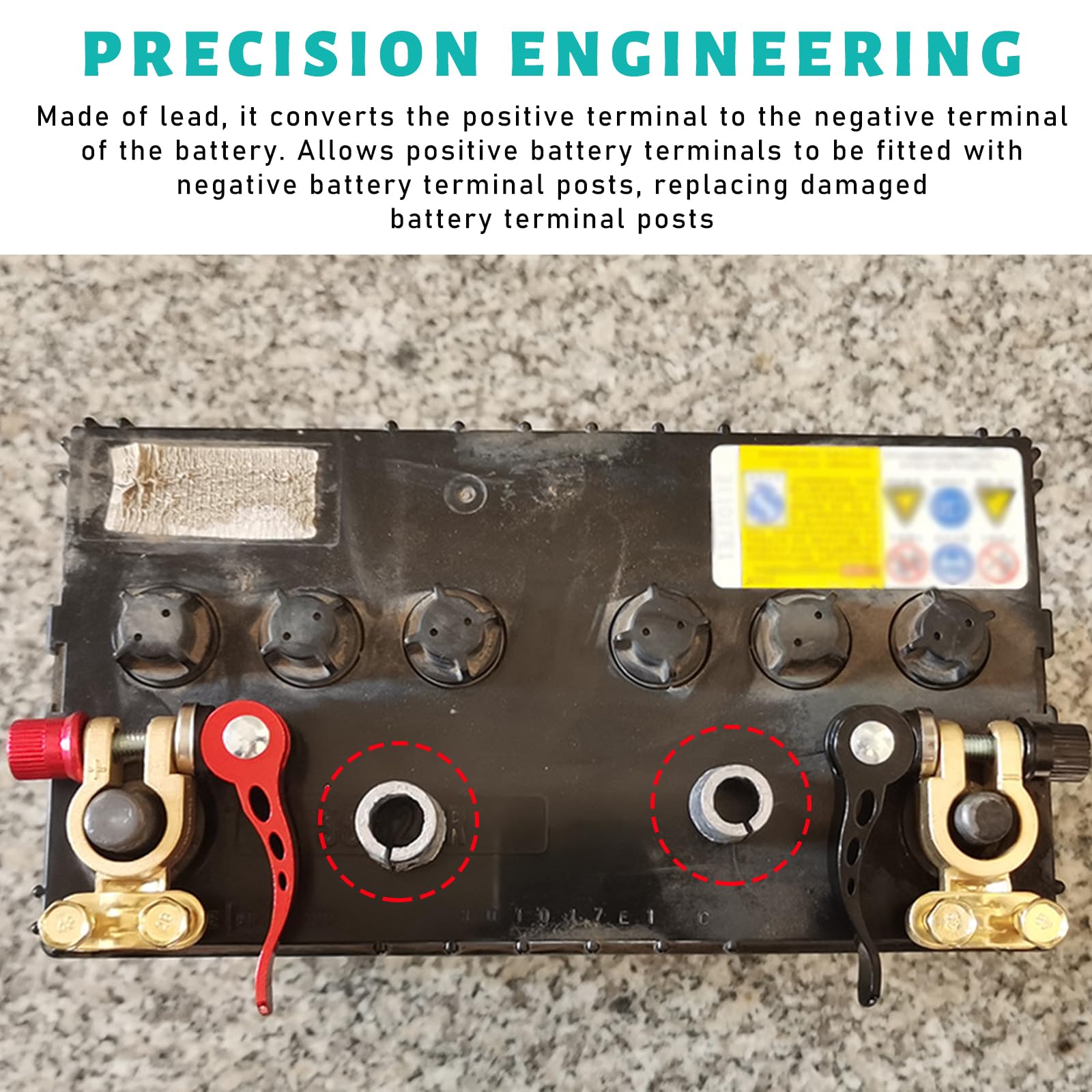 Sylvil 2 Pairs Battery Adaptor Sleeves, Car Battery Negative Battery Terminal Adapter Positive Post Shim Lead, Universal Vehicle Battery Terminal Converter Post Adaptors For Anode Cathode