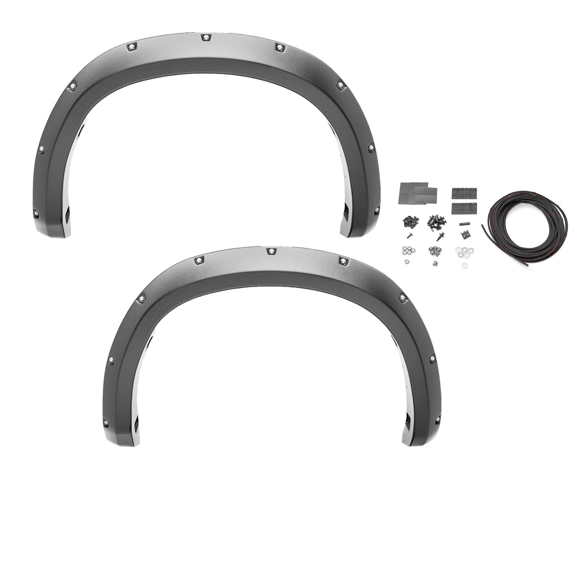 Bushwacker 40092-02 Black Pocket/Rivet Style Smooth Finish Rear Fender Flares for 2007-2013 Silverado 1500; 2007-2014 Silverado 