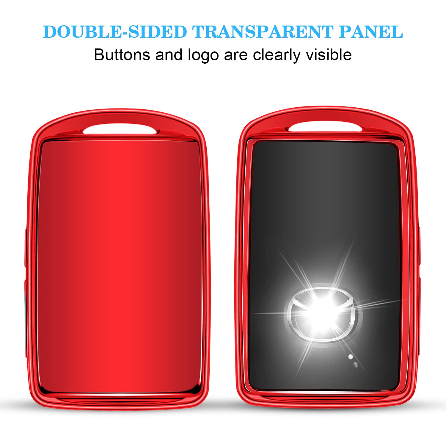 Qbuc For Mazda Key Fob Cover,Soft Tpu Protector Key Holder With Keychain For 2019-2021 Mazda 3,For Mazda 3 Hatchback,For 2020-2021 Mazda Cx-5,Cx-30,Cx-9,Cx-12 3-4-Buttons Smart Key(Red)