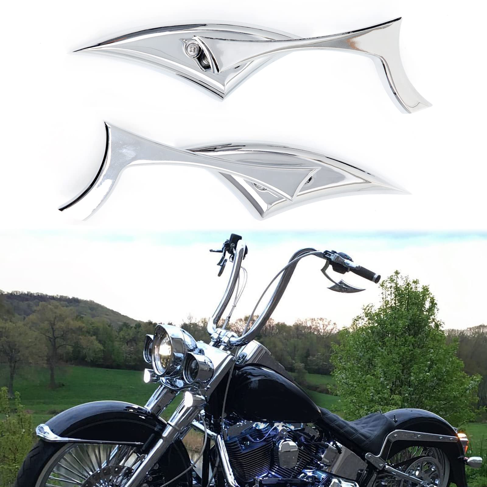 Chrome Motorcycle Side Mirrors Blade Compatible With Honda Yamaha Harley Road King Street Electra Glide Road Glide Dyna Softail