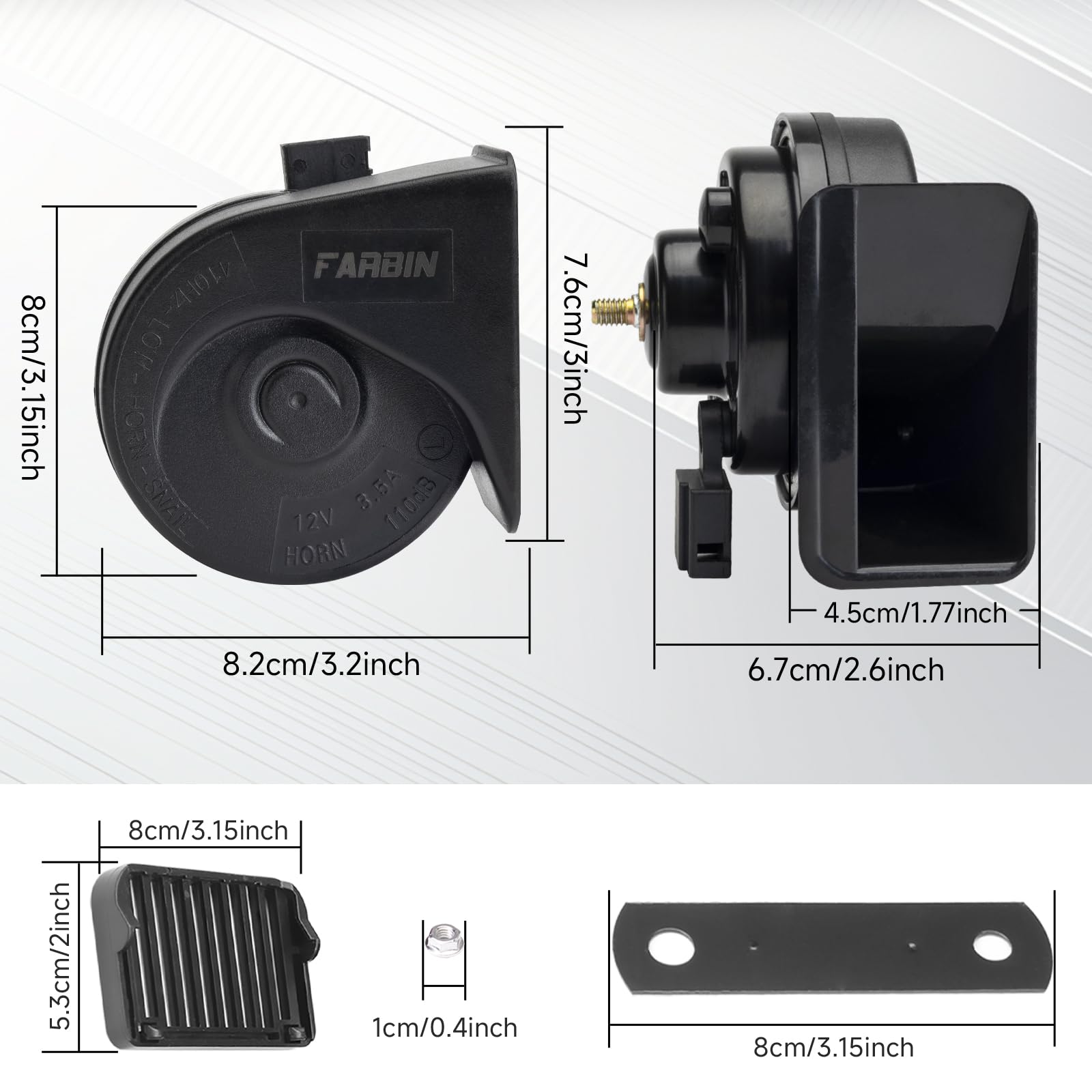 Farbin Special Interface Auto Horn Compatible With Toyota 12V Car Horn Loud Dual-Tone Electric Snail Horns Waterproof
