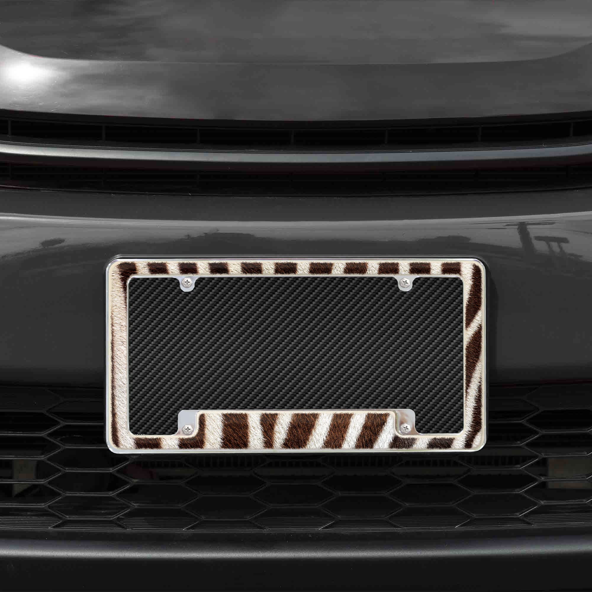 Rico Industries Zebra All Over Automotive License Plate Frame for Car/Truck/SUV (12 x 6)