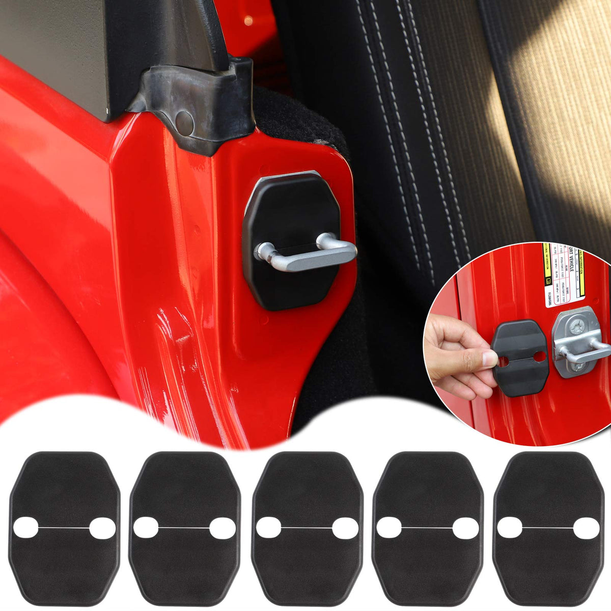Voodonala Door Lock Covers Protection Trim For Jeep Wrangler Jk Jku 2007-2018, For Jeep Grand Cherokee, For Dodge Chrysler, Blac