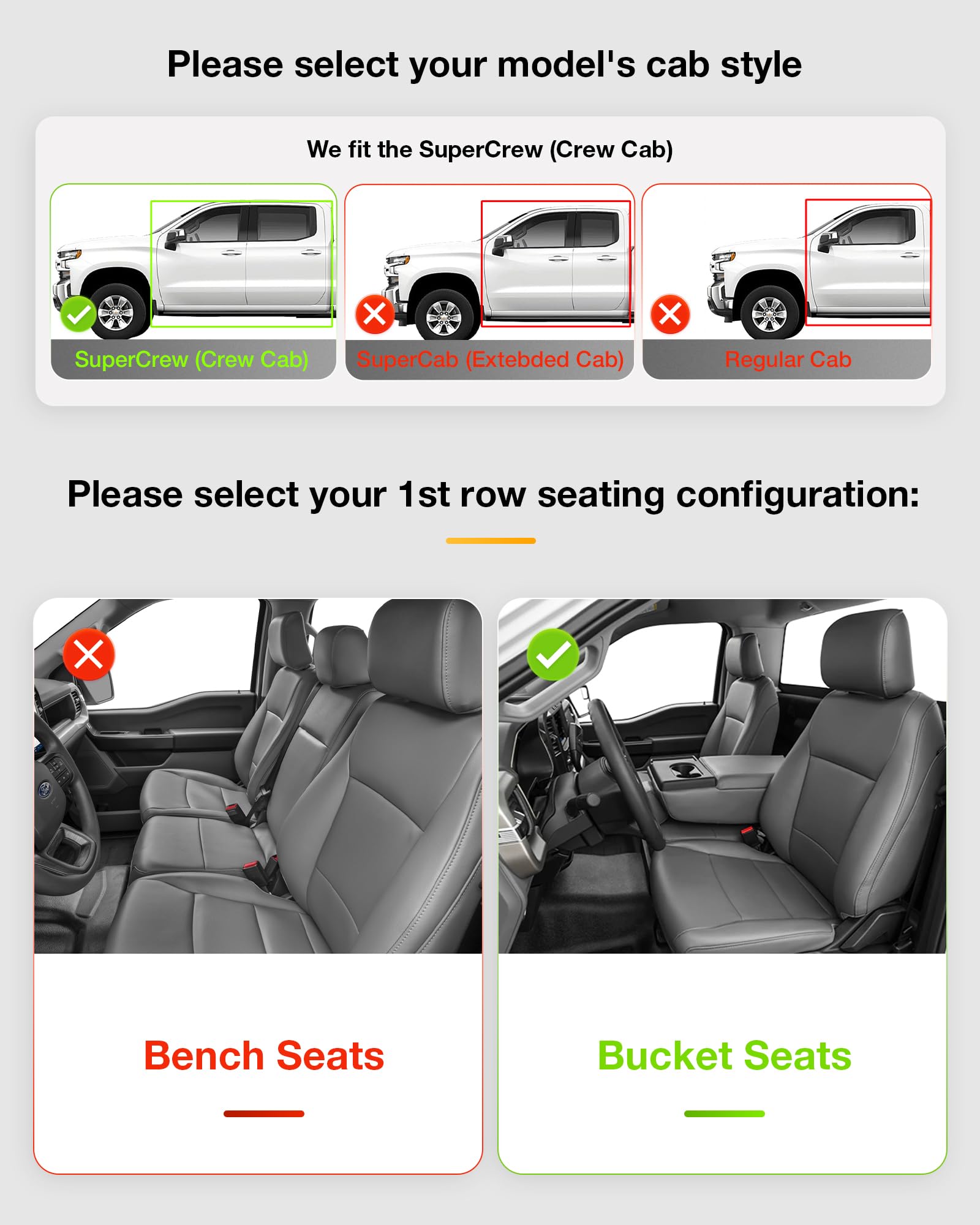 3W Floor Mats Fit For Ford F250 F350 F450 F550 2017-2024 2025 Super Duty Crew Cab Bucket Seat With Under Seat Storage, All Weath